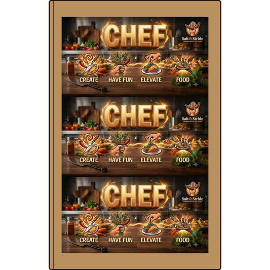 Chef Vegan Leather Journal — Engraved Culinary Recipe Notebook (Create • Have Fun • Elevate • Food)