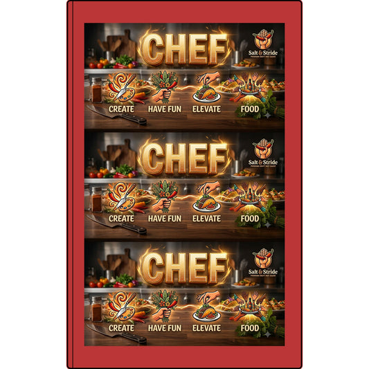 Chef Vegan Leather Journal — Engraved Culinary Recipe Notebook (Create • Have Fun • Elevate • Food)