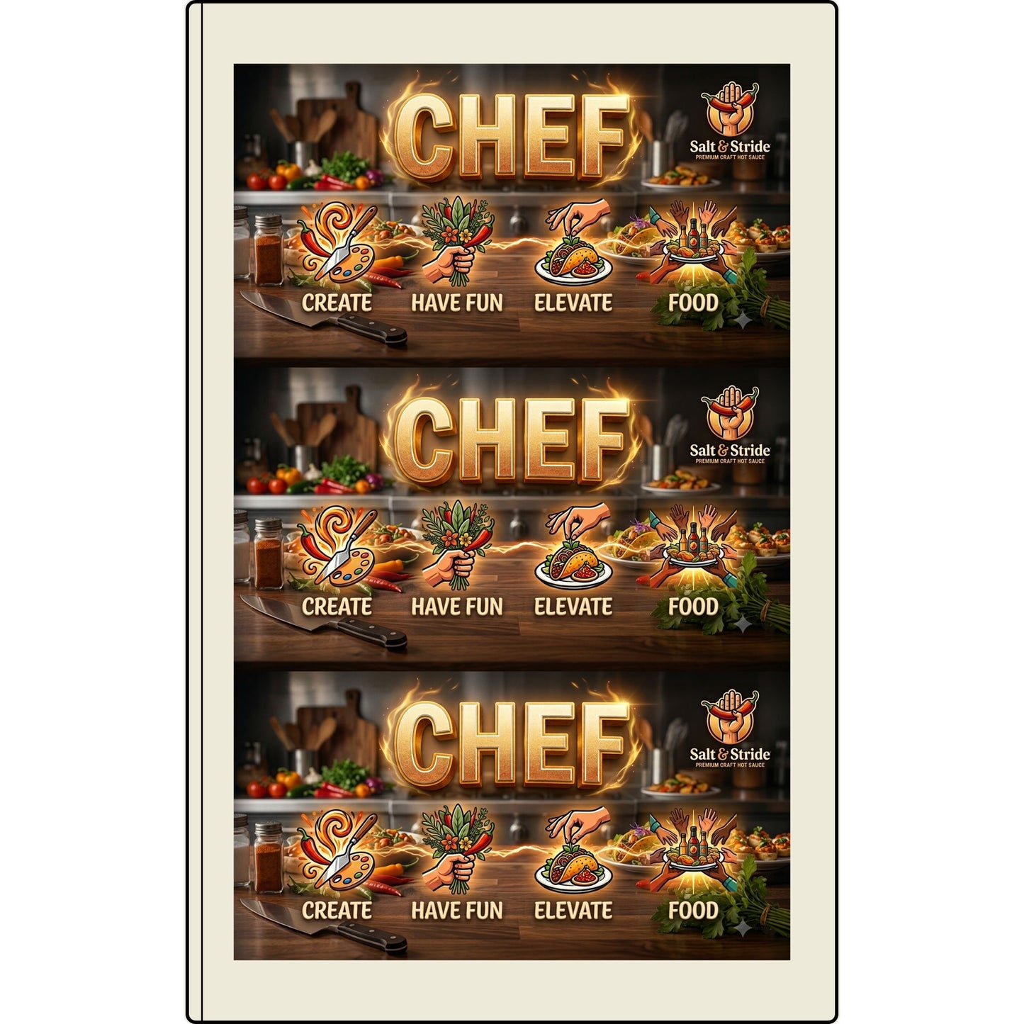 Chef Vegan Leather Journal — Engraved Culinary Recipe Notebook (Create • Have Fun • Elevate • Food)