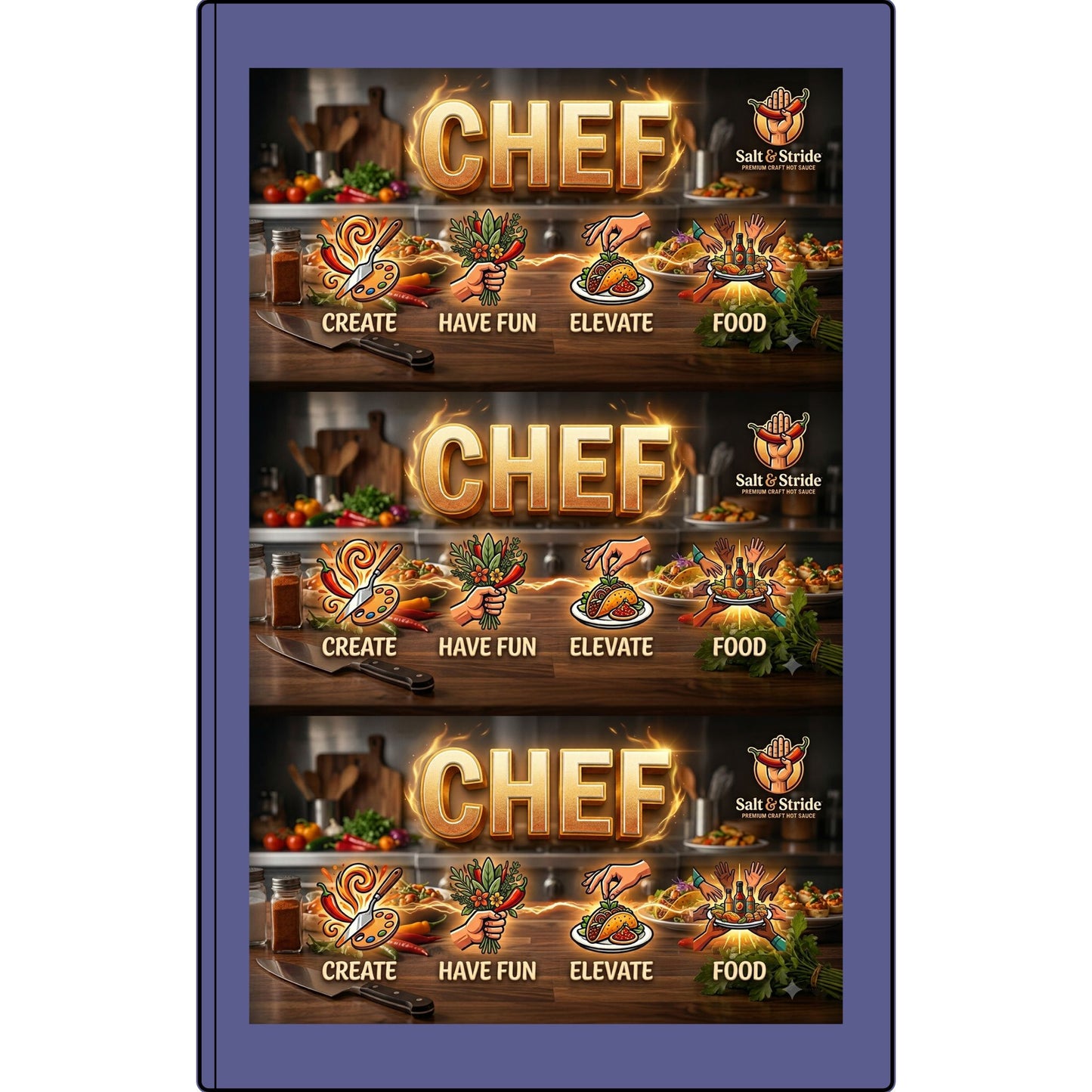 Chef Vegan Leather Journal — Engraved Culinary Recipe Notebook (Create • Have Fun • Elevate • Food)