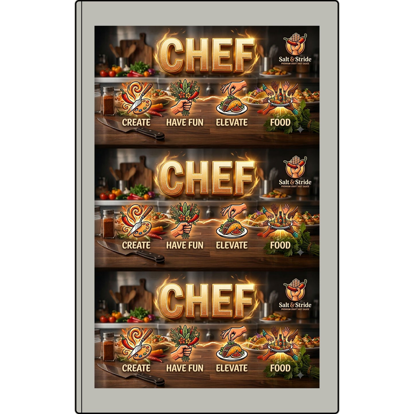 Chef Vegan Leather Journal — Engraved Culinary Recipe Notebook (Create • Have Fun • Elevate • Food)