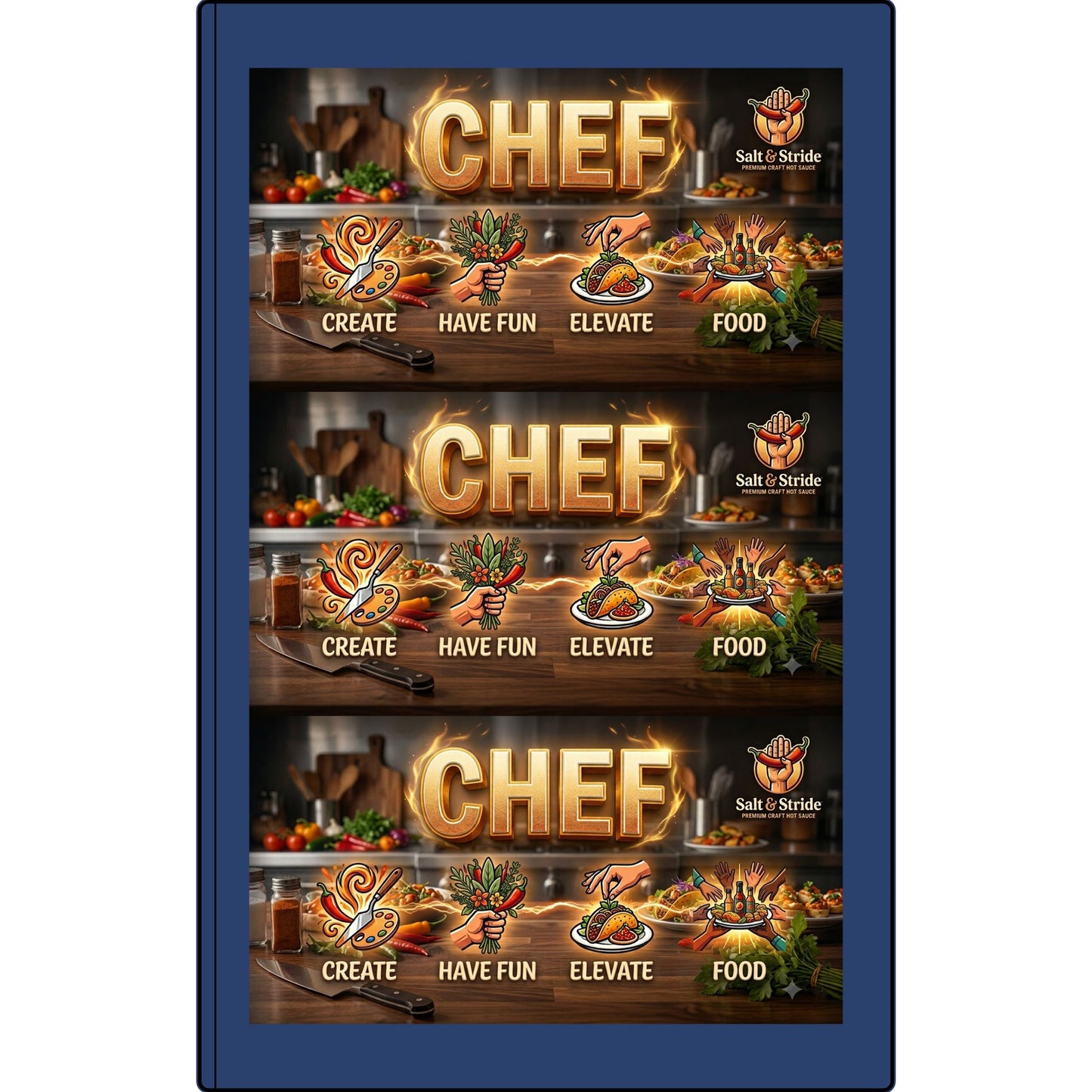 Chef Vegan Leather Journal — Engraved Culinary Recipe Notebook (Create • Have Fun • Elevate • Food)