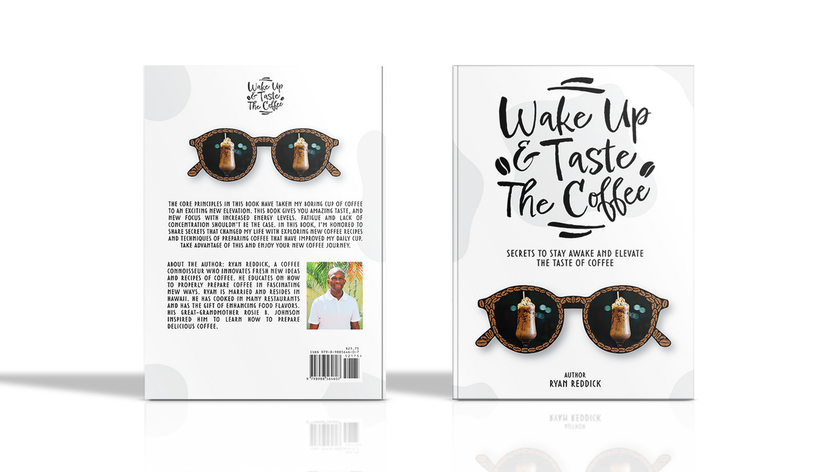 Coffee recipe book front side 3D.